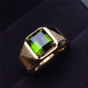 Dubai Luxe Gem Sieraden Met Diamant Groothandel 18 K Gold Mannen Wedding Ring 3.55ct Natuurlijke Groene Toermalijn Ring - Product Image 4