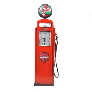 CY061 43 Cm Handgemaakte Retro Metalen Gas Station Vintage Klassieke Vintage Gas Pomp Prop Met Klok Thuis Office Decor Ornament