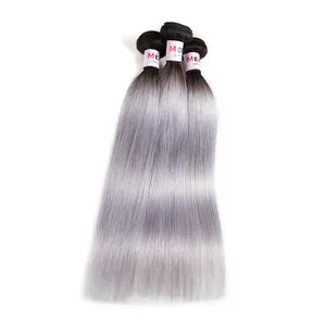 Japonais 2 Ton Ombre Mamie Gris Humain Cheveux Raides Foncé Peau Sur Les Cheveux Longs