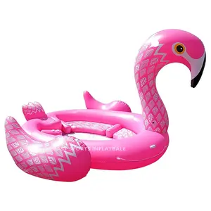 Chất Lượng Cao Giá Rẻ Huge 6 Người Inflatable Flamingo Nổi Đảo Đối Với Đảng Nước