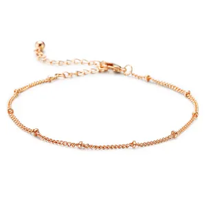 Bracelets chaîne en or rose ajustable, simple et délicat, vente en gros, BP2044