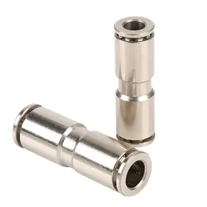 PU metall gerade beiden enden verbinden air schlauch schnell stecker kupfer 2 way air armaturen one touch pneumatische fittings