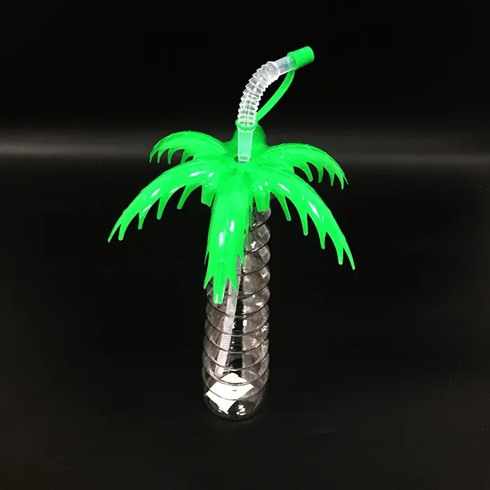 Transparent Plastic Beach Palm Tree Yard Cup With Straw