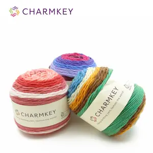 Wholesales Charmkey Rainbow Cake Melange Yarn Fancy Knitting Yarn for Crochet Hat and Scarf