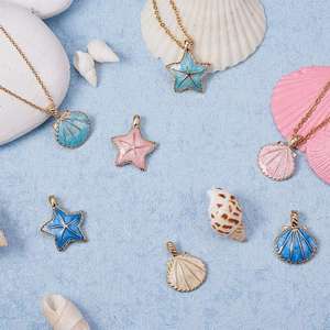 Della fabbrica del Commercio All'ingrosso Seashell Perline di Fascini Delle Stelle Marine Stelle Marine Conchiglia D'oro di Tono Della Lega Dello Smalto Dei Pendenti per Monili Che Fanno un - Product Image 2