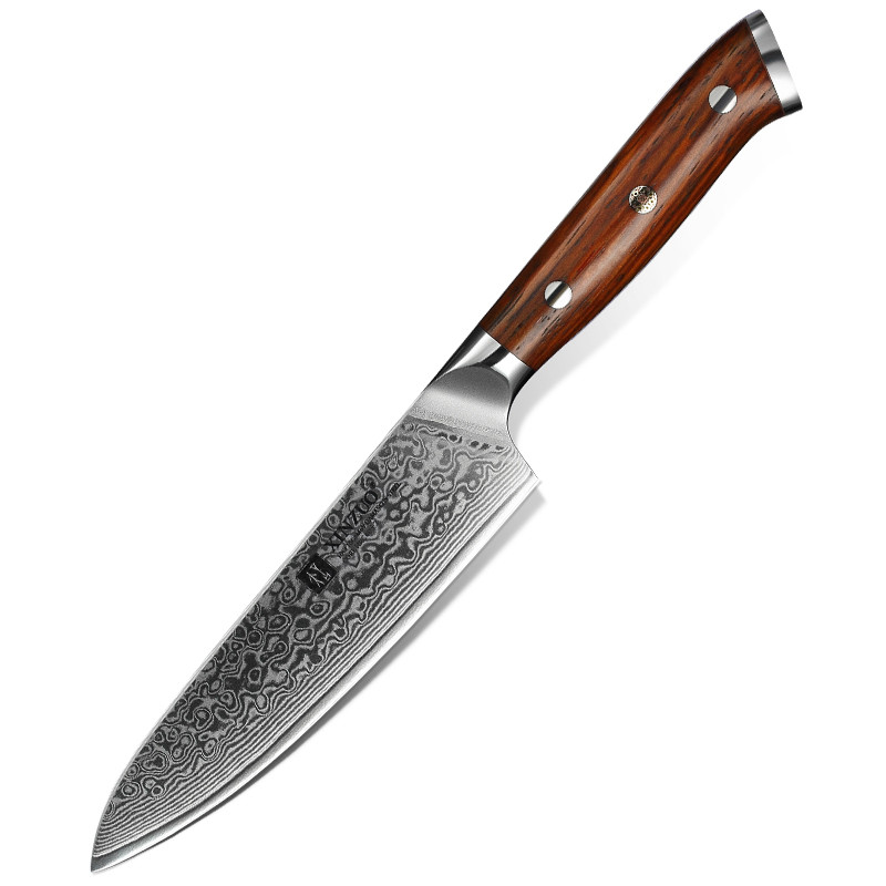 Alta qualidade 5 polegada Japonês 67 Camadas de aço Damasco utilidade Knife Sharp Kitchen Knives com Rosewood Handle