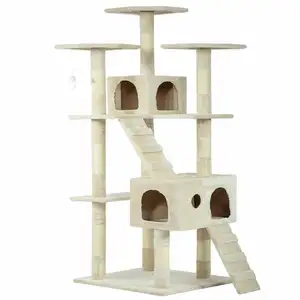 Rascador de árbol para gatos, <span class=keywords><strong>casa</strong></span> de juegos, muebles de condominio, poste de <span class=keywords><strong>cama</strong></span> para mascotas, 73" - Product Image 1