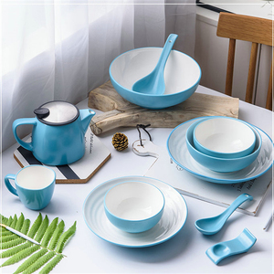 Pottery Dinnerware Sky <strong>Blue</strong> Stylish Stoneware Ceramic <strong>Dinner</strong> <strong>Set</strong> for Home - Product Image 1