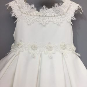 Mayorista sin mangas perla decoración color blanco <span class=keywords><strong>niñas</strong></span> vestido de bebé para fiesta de boda - Product Image 2
