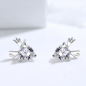 <span class=keywords><strong>Clous</strong></span> <span class=keywords><strong>d</strong></span>'oreilles Solitaire Antler Boucles <span class=keywords><strong>d</strong></span>'oreilles en argent avec zircones E971 - Product Image 3