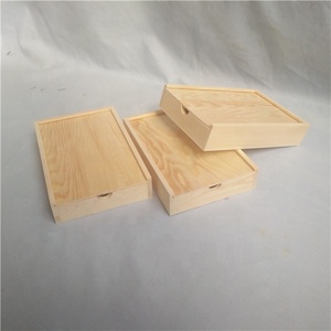 Boîte de rangement en pin massif à logo personnalisé avec compartiment USB Boîte à souvenirs de mariage Boîtes photo en bois à dessus coulissant pour clés USB photo - Product Image 5