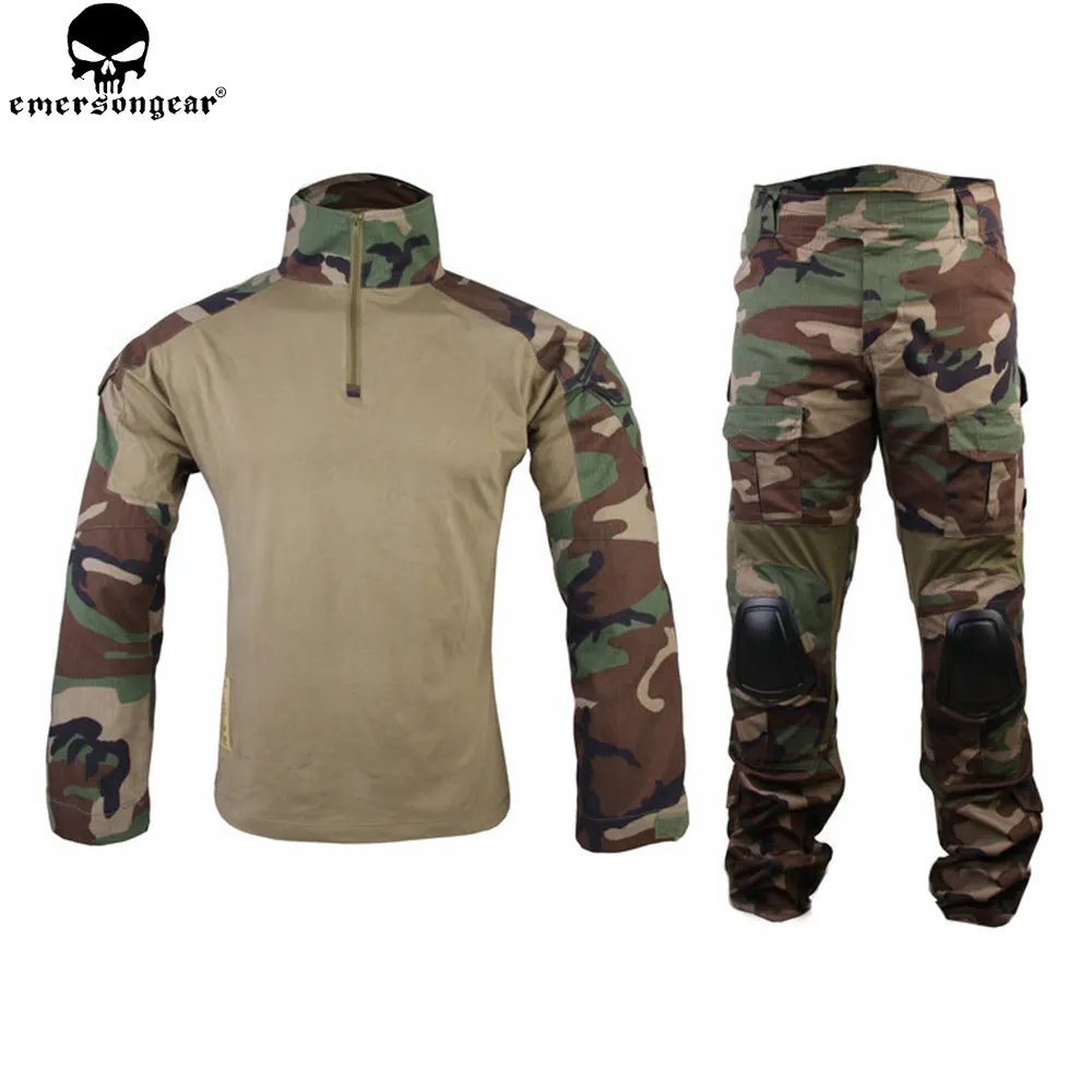 Emersongear 전투 Uniform 사냥 옷 Camouflage Ghillie 잘 벌 Emerson Woodland Tactical Pants 와 니 Pads