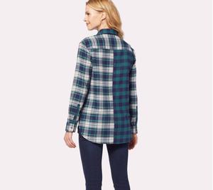 Wholesale Newly Factory Manufacturer <strong>Women</strong> Plaid <strong>Shirts</strong> Two Tone Color <strong>Flannel</strong> <strong>Shirt</strong> <strong>Shirt</strong> / Blouse for <strong>Women</strong> Custom Designs - Product Image 4