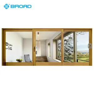 Heavy large glass thermal break wood clad aluminum top hung sliding door