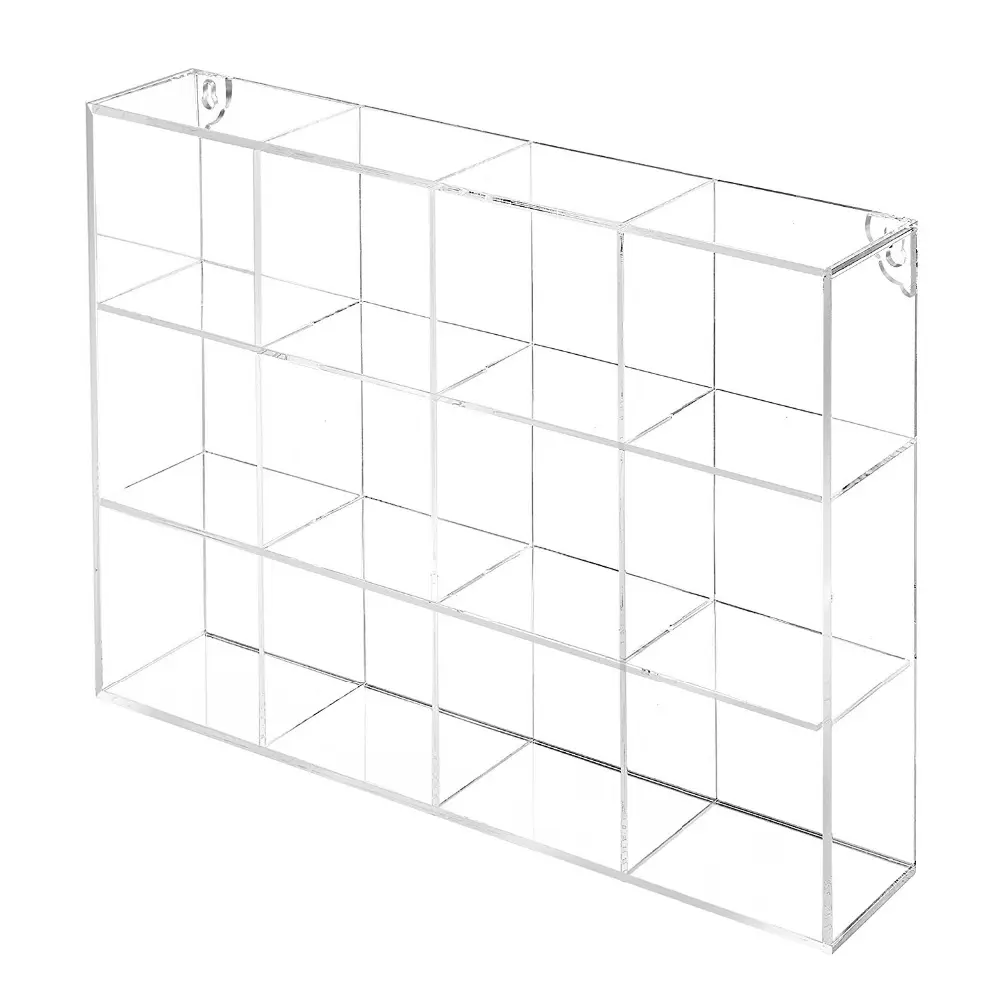 Counter top Display Case Wall Mounted Organizer Shelf Acrylic 12 Compartment Storage Display Case for Home Decor.