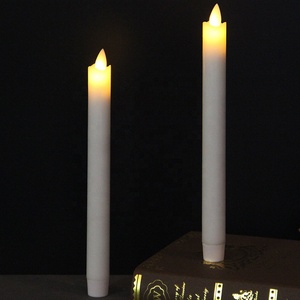 Bán buôn thiết lập của 2 Flameless trắng nhấp nháy thực sáp điện <span class=keywords><strong>LED</strong></span> taper nến với di chuyển ngọn lửa - Product Image 6