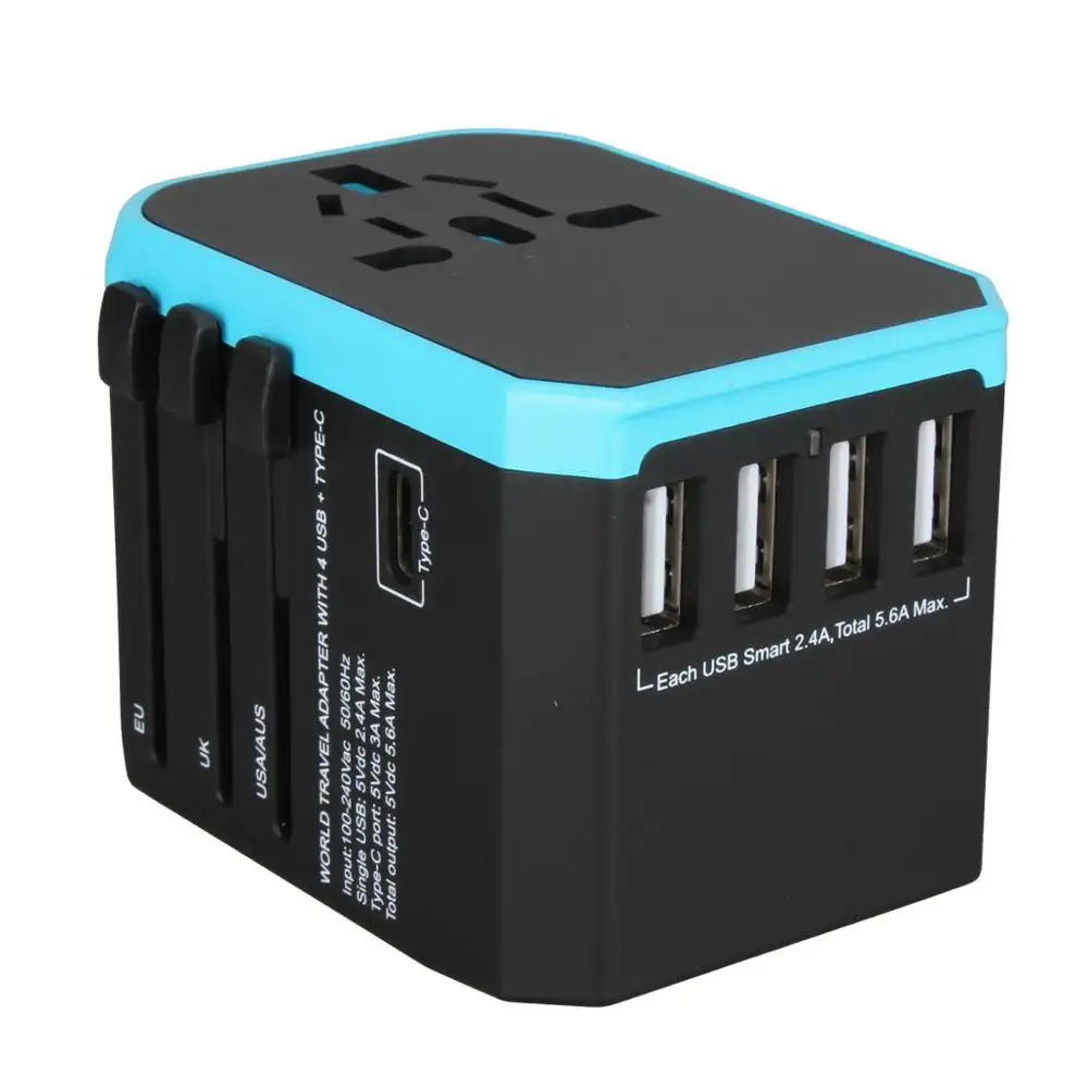 Amazon Bán Hot DC 5V 5.4A 4 USB Loại C Phổ Adapter Travel Adapter