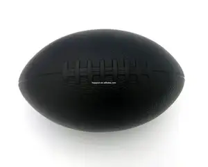 促销热卖Logo印花廉价黑色PU橄榄球压力球高品质运动挤压玩具