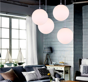Lampes suspendues en <span class=keywords><strong>verre</strong></span> sphérique fantaisie pour chambre à coucher intérieure, <span class=keywords><strong>luminaire</strong></span> décoratif LED en <span class=keywords><strong>verre</strong></span> sphérique blanc - Product Image 2