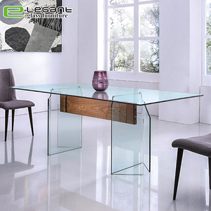 12 MM <span class=keywords><strong>Vert</strong></span> Flexion <span class=keywords><strong>Table</strong></span> de Dîner En Verre Trempé Avec Pieds En Alliage D'aluminium - Product Image 4