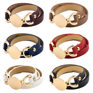 Bracciale in pelle di vacchetta originale bracciale avvolgente a doppio strato con Logo fai da te in bianco con bracciale in vera pelle - Product Image 4