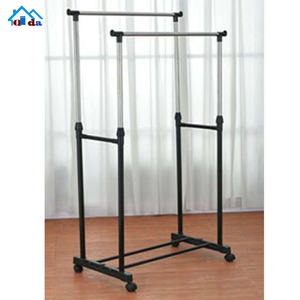 Metal <strong>Rack</strong> With Wheels Retail Clothing Display <strong>Racks</strong> <strong>Rail</strong> for Hanging Clothes for Bedroom - Product Image 4