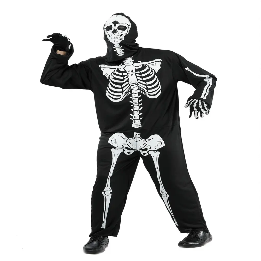 Custom unisex Halloween Carnival birthday cartoon cosplay black skeleton skull party costume