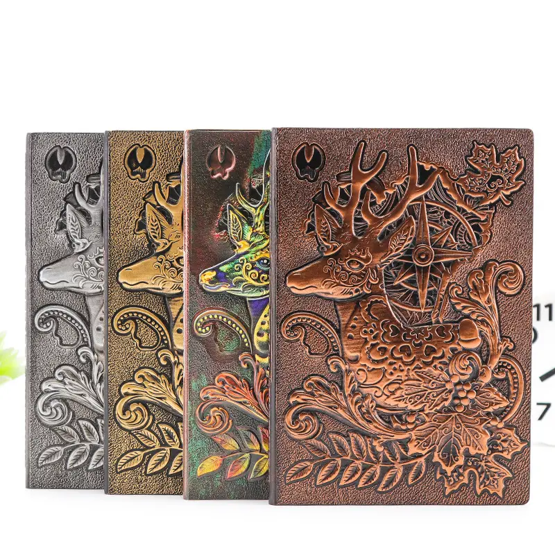 2019 Creative 3D Embossed Leather Cover Notebook, Delicate Relief Diary, Travel Journal