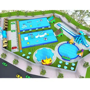 Giant Inflatable swimming pool with slide commercial inflatable water park customized water park aqua park project with pool