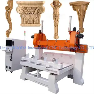 Multi Head 5 Axis Rotary 3D Router Copy Carver, Wooden CNC Router Beds Furniture