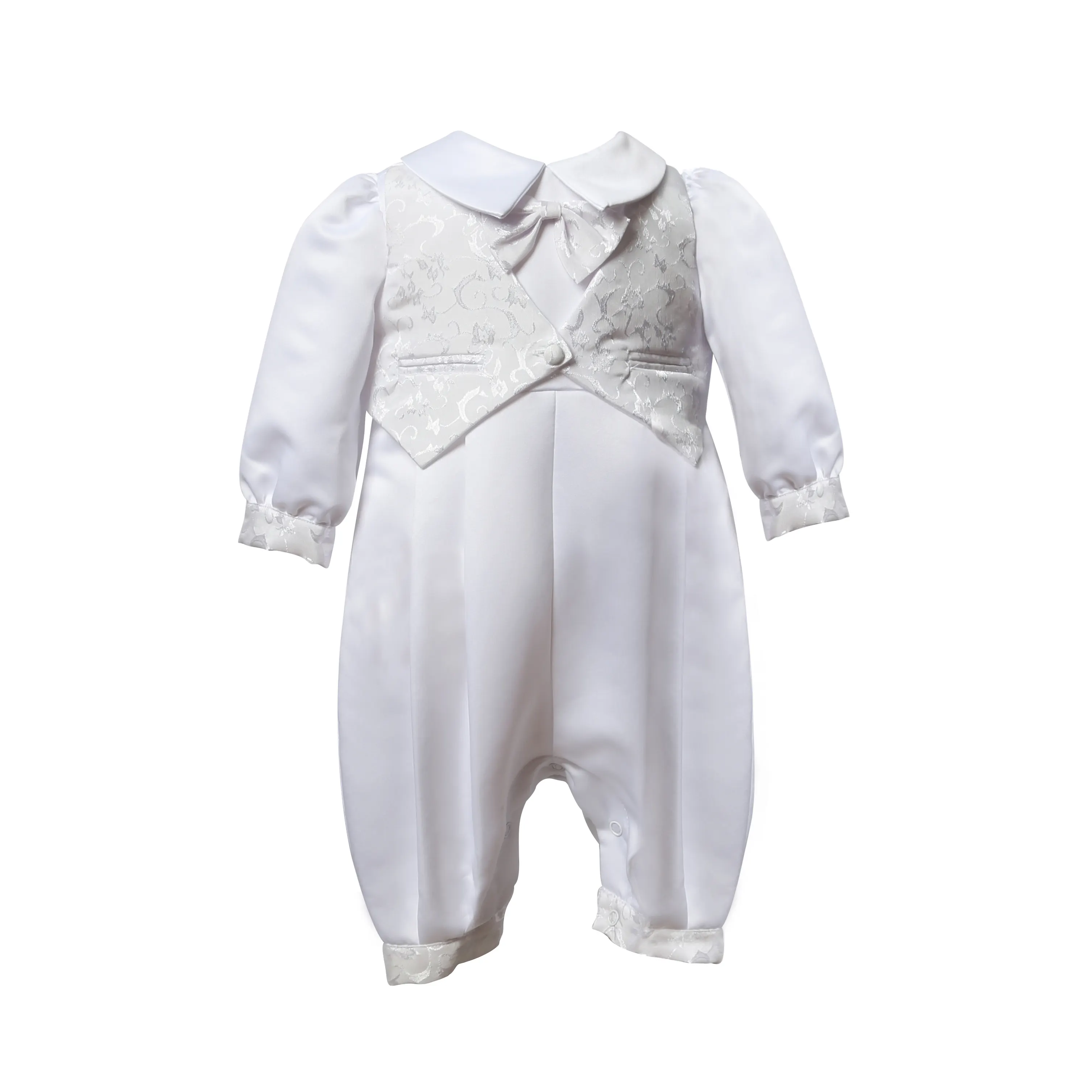 Flinke Bio-Kleidung Taufe Baby Boy Tauf kleid Elfenbein Satin Besondere Anlässe Großhandel Baby kleidung