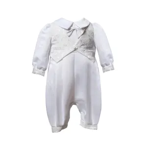 Robe de baptême en Satin ivoire pour bébés garçons, vêtement organique, pour occasions spéciales, vente en gros, 1 pièce