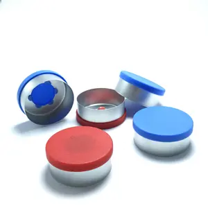 Medical use aluminum plastic 32mm flip top vial cap with rubber stoppers