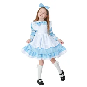 Fantasias do carnaval da menina, adulto, alice, cosplay, mundo, livro, vestido fantasia