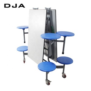 Okul kantin katlanır yemek masası toz kaplanmış Metal katlanır mobilya Modern su geçirmez cep 8 koltuk okul mobilyaları - Product Image 3