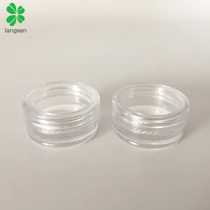 Neue ankunft kunststoff transparent klar 2g kosmetische jar, mini 2 gramm kosmetische dispenser topf behälter mit konkaven ball basis