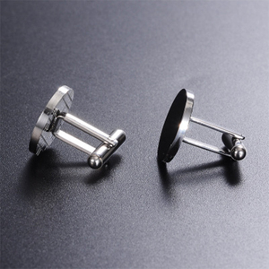 En gros Accessoires pour hommes : Ensemble de boutons de manchette ronds vierges en acier inoxydable personnalisables pour chemise de smoking, pour mariage - Product Image 2