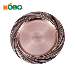 Elegant Festival Party Dessert Cake Fruit Metal Copper Customized Color Dinner Hotel Luxury Plates