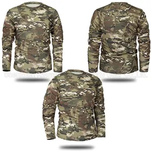 T-shirt manches longues homme, camouflage, vente en gros, usine chinoise, quantité minimale de commande