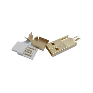 Conector de soldadura chapado en oro, 4 pines, tipo A, USB 2,0, macho