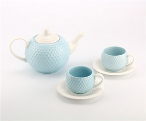 Pointillé en relief bleu <span class=keywords><strong>royal</strong></span> classique 15 pcs porcelaine thé et <span class=keywords><strong>café</strong></span> ensemble avec support en bois - Product Image 6