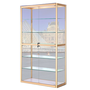 Bạc khung hợp kim titan LED chiếu sáng cắt đầy đủ kính cường lực tường thân thiện với môi trường có thể tái chế tủ trưng bày bền - Product Image 3