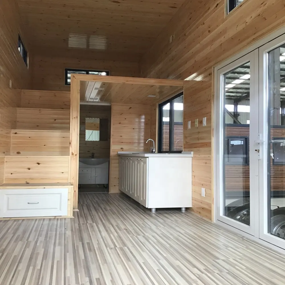 Transport ables Haus auf Rädern Holz vorgefertigte grüne winzige Haus Versand Container Haus Design-Pläne