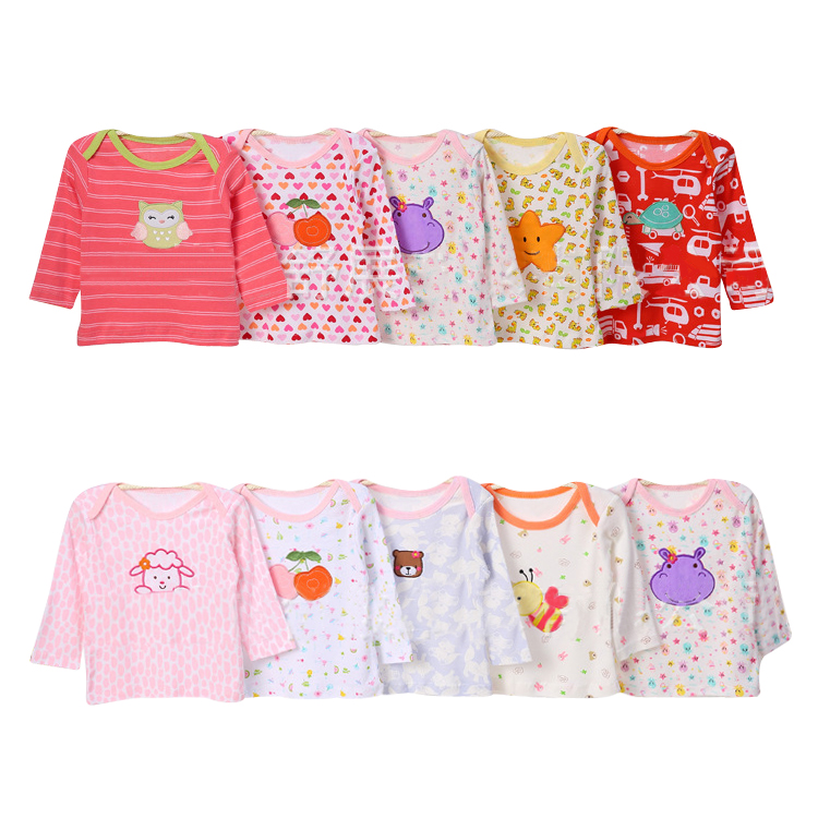 Оптовая продажа детская одежда 5 шт хлопковая футболка с длинными рукавами для малышей
