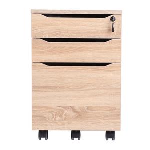 Behalve Wielen Brief Size/A4 EIKEN 3 Lade Hout Mobiele Archiefkast