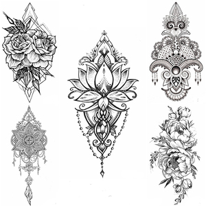 Vente chaude femmes imperméable à l'eau grand indien <span class=keywords><strong>soleil</strong></span> fleur noire temporaire autocollant de <span class=keywords><strong>tatouage</strong></span> au henné - Product Image 6