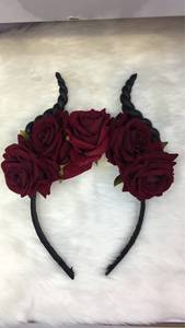 El más nuevo diseño de estilo oscuro Diadema con cuerno del diablo Artificial Flor de pelo para fiesta de Halloween - Product Image 2