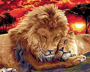 Estilo caliente pintura DIY por números lienzo León / Animal pintura al óleo DIY por números - Product Image 4