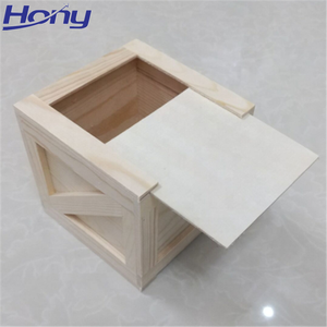 Logotipo de impresión personalizado Cubo Caja de madera Contrachapado liso <span class=keywords><strong>Mini</strong></span> Caja de envío Caja de regalo de madera Cajas de hombre para embalaje de almacenamiento - Product Image 5