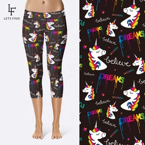 Tùy chỉnh Unicorn in yoga quần 230gsm đôi bên chải sữa lụa không có moq/mô hình tùy chỉnh eo cao Capri xà cạp 92% Polyester 8% spandex - Product Image 4
